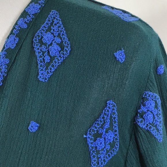 Free People green/blue diamond embroidered tunic S - Picture 3 of 13